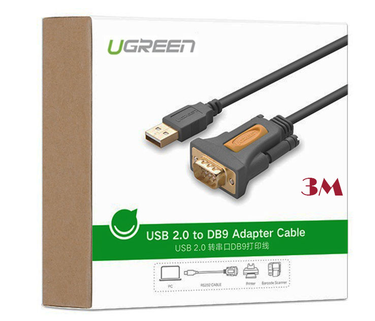 Cáp USB to RS232  Ugreen 20223 dài 3m chính hãng